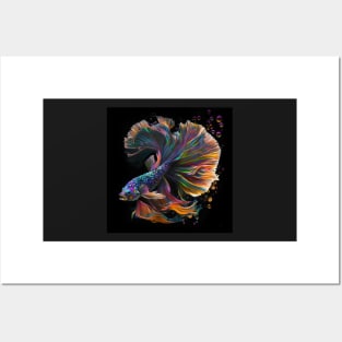 Rainbow Betta fish Posters and Art